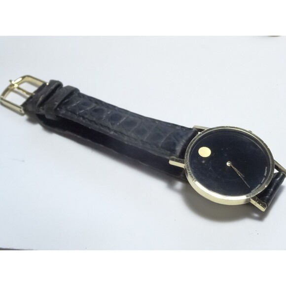 Mod 1977 Zenith Movado Museum Watch 14k Solid Gold 17J Spiderwebs Cal 30.5